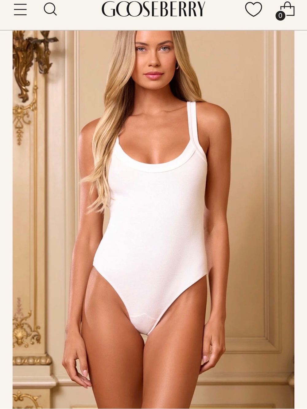 Gooseberry White Ribbed Scoop Neck Bodysuit